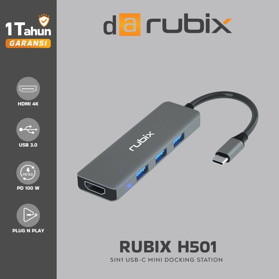 Jual USB HUB Digital Alliance Rubix H501 5in1 Adaptor Type C to HDMI 4K ...
