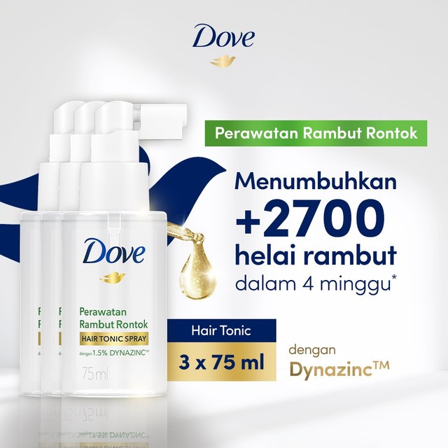 Jual Dove Hair Tonic Spray Perawatan Rambut Rontok - 75 ml x3 | Shopee ...