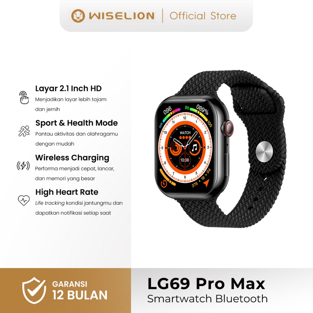 Jual WISELION 2024 New Bluetooth Smartwatch LG69 ProMax Bluetooth Call ...