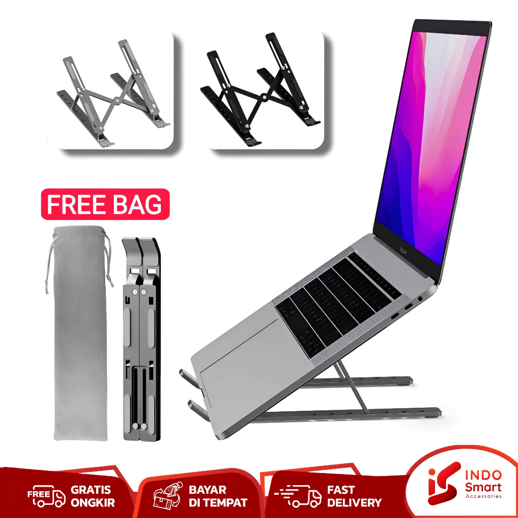 Stand Laptop Aluminium Holder Laptop Alumunium Dudukan Laptop  Portable Bracket Notebook Macbook