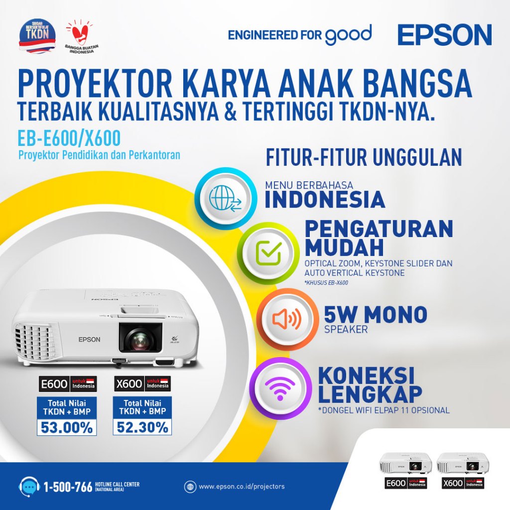 Projector Epson EB X600 TKDN XGA 3600 Lumens HDMI 3 LCD (4)