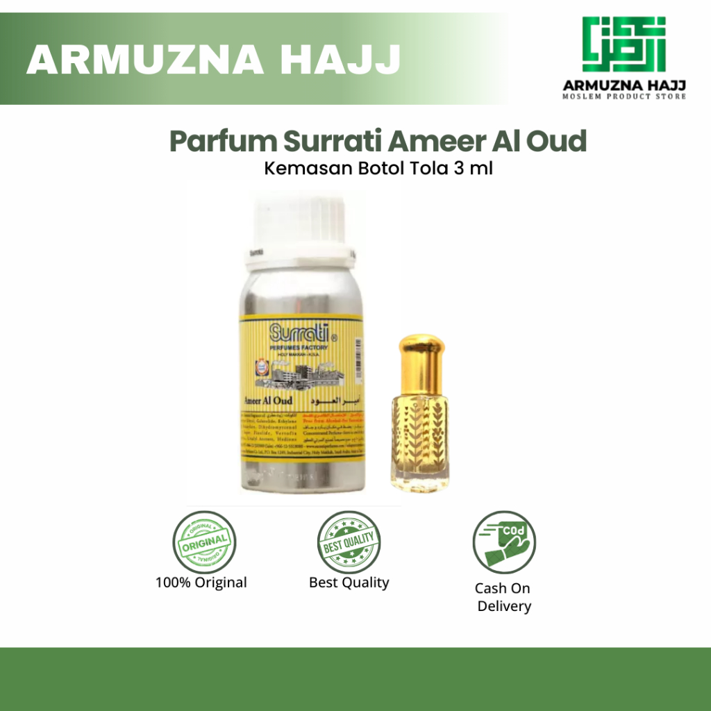 Huile Parfumée Surrati Ameer Al Oud - 100% Naturelle, Sans Alcool, 100 Ml, Notes Musc-oud-patchouli
