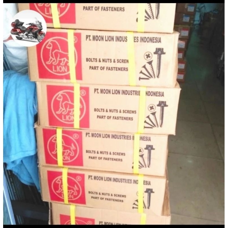 Jual SEKRUP TAPPING FAB 6X2 BOX MOON LION KEPALA RATA/ SELF TAPPING ...