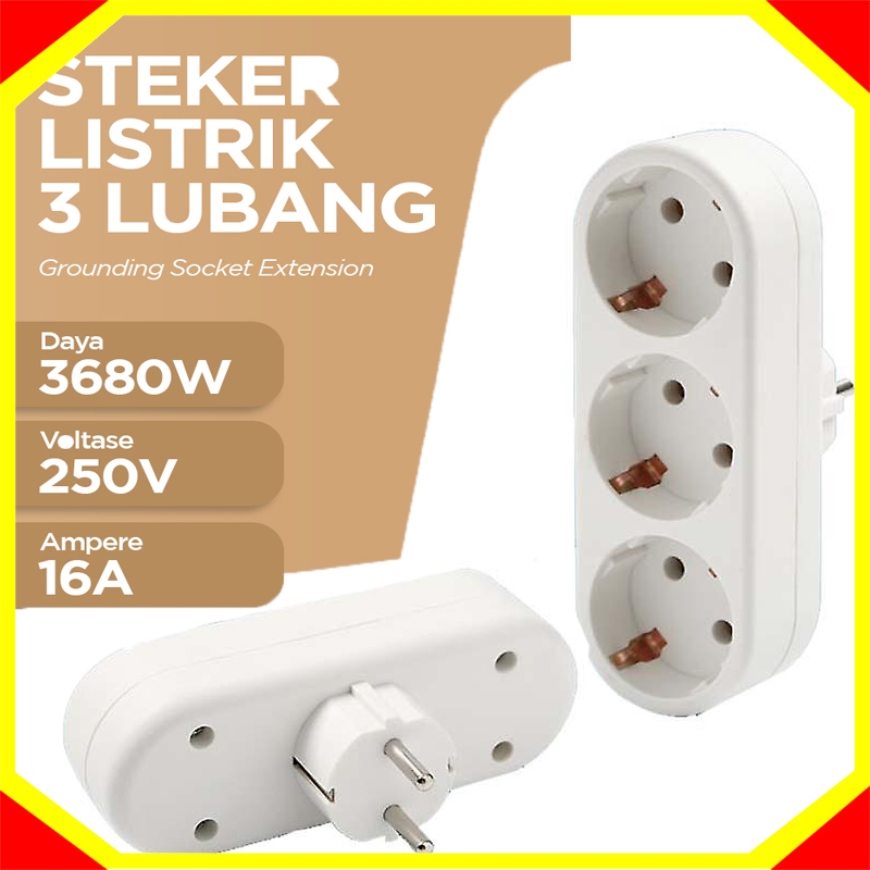 Jual DLV Steker Listrik 3 Lubang Grounding Socket /socket listrik 3 pin ...