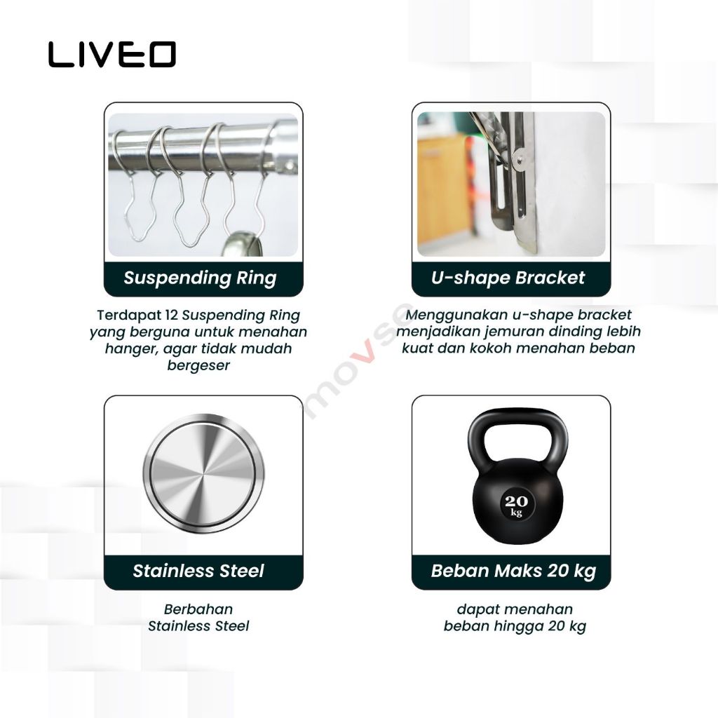 Jual Liveo - Jemuran Dinding LV-306 Wall Drying Hangers Stainless Steel ...