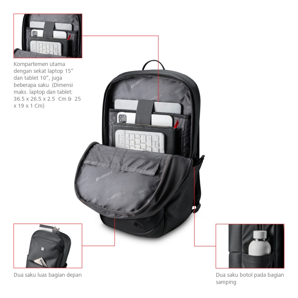 Jual Bodypack Winston Laptop Backpack 15 Inch Tas Ransel Kerja Kuliah ...