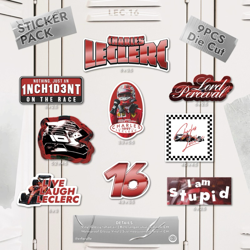 Jual Charles Leclerc Sticker Pack [9Pcs Glossy Laminated] | Shopee ...