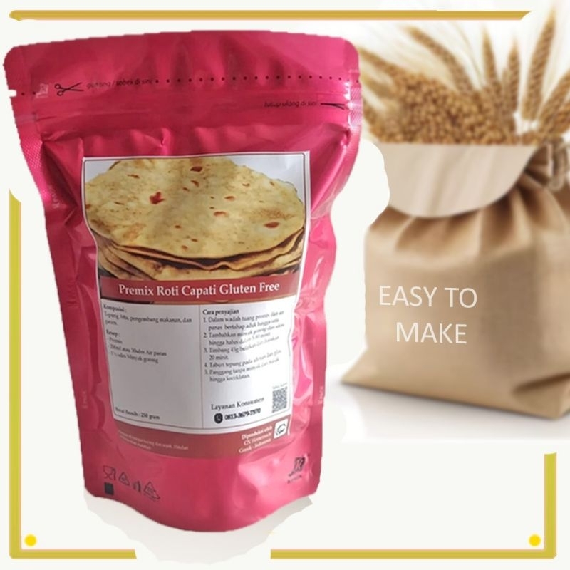 Jual Tepung Instant Roti Capati/Roti Whole Wheat Gluten Free Mix 267g ...