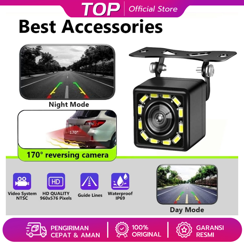 Jual Kamera Mundur Mobil 4 x 3 12 LED CCD Universal Car Rearview Camera ...