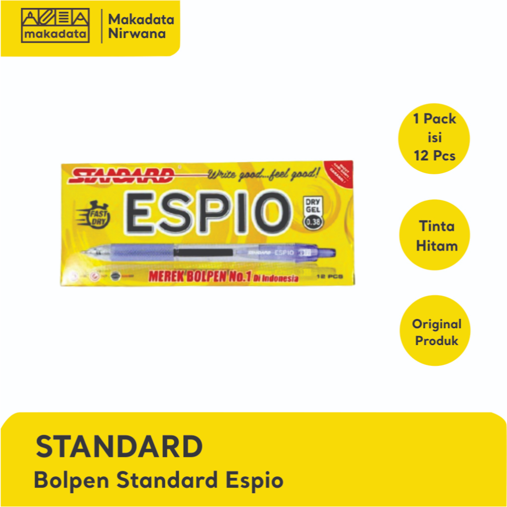 Jual STANDARD PULPEN/BOLLPOINT/PULPEN GEL ESPIO 0.38 HITAM (1 PACK ...