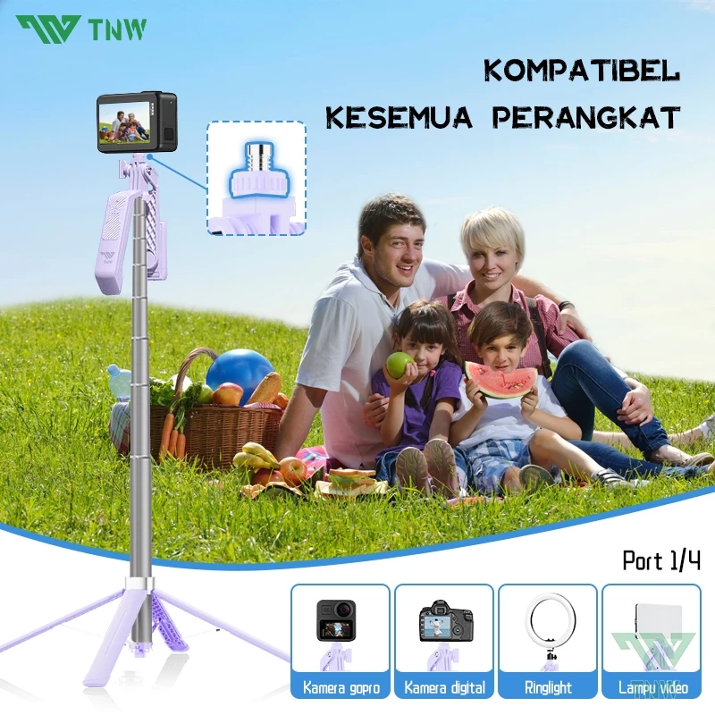 TNW S30 Bluetooth Tongsis Tripod 4 In 1 Selfie Stick Fill Light 1.8M Kamera HP | Rp193.896