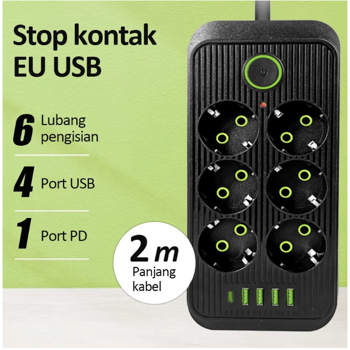 Jual SMARTCOM - Original Power Socket 8 Port + USB 4 + 1 Type C Port ...