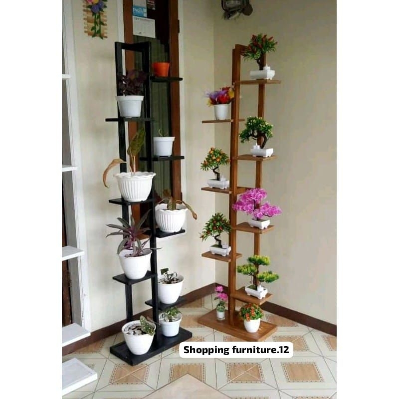 Jual RAK BUNGA / RAK HIASAN SERBA GUNA MATT KAYU 7 TRAP | Shopee Indonesia