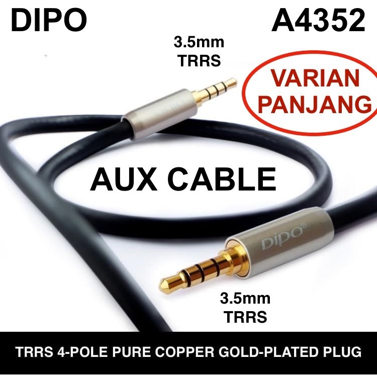 Jual DIPO A4352 TRRS 4-pole 3.5mm AUX Audio Cable OD4.5mm PVC BLACK ...