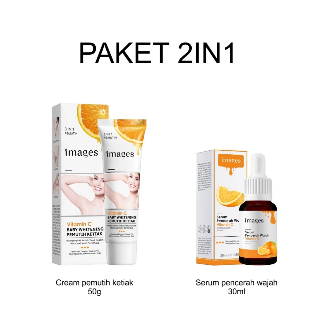 PAKET 2in1 - Images cream pemutih ketiak 50g + Images serum pencerah wajah 30ml | AutoStock