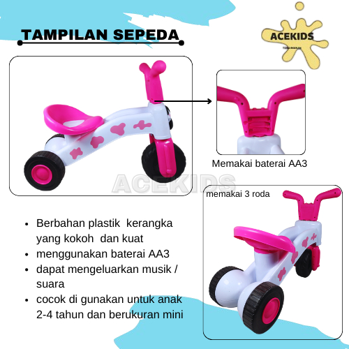Jual Sepeda Anak Tricycle Sapi Mini Umur 3-4 Tahun Musikal Baterai ...