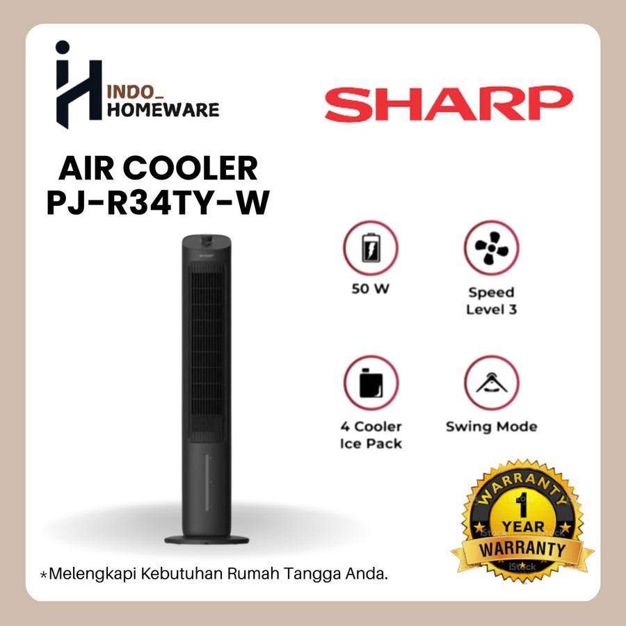 Jual SHARP Air Cooler 4 Liter PJ-R34TY-B / 4L PJR 34 TY PJR34TY 50 Watt ...