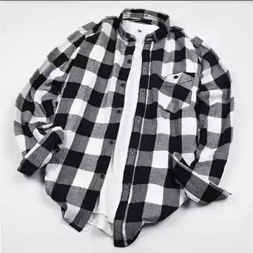 Kemeja Flanel Pria Catur Merah Lengan Panjang
