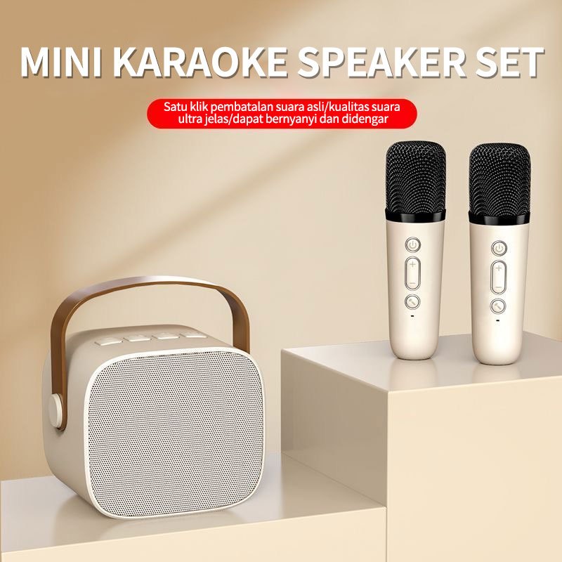 Jual Speaker Bluetooth Karaoke 2 Mic Set With Microphone 3D Stereo ...