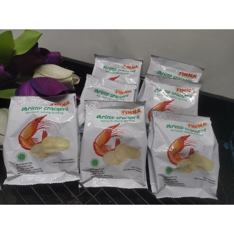 Jual KERUPUK FINNA kerupuk udang goreng shrimp crackers snack 10 gr exp ...
