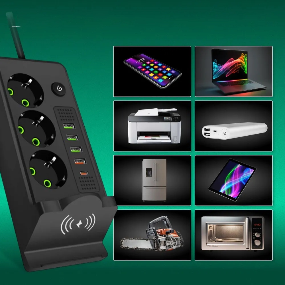 Jual Stop Kontak Listrik dengan Wireless Charging Charger HP USB