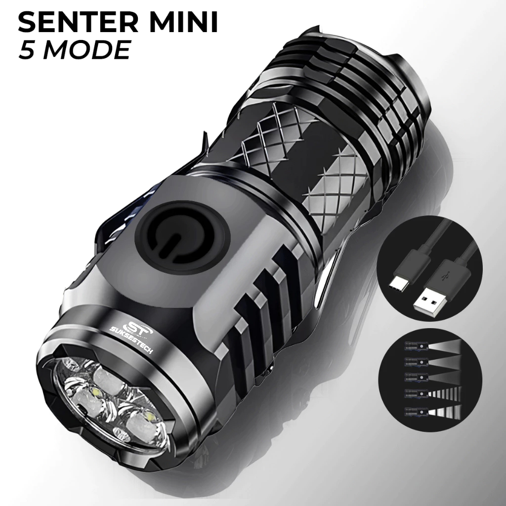 Jual Suksestech Senter Mini Charger Senter Saku 5 Mode Waterproof ...