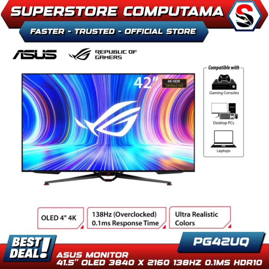 Jual MONITOR LED ASUS ROG Swift OLED PG42UQ Gaming Monitor 41.5