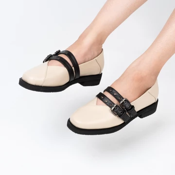 CEKHAS Leony Cream Flat Shoes Wanita