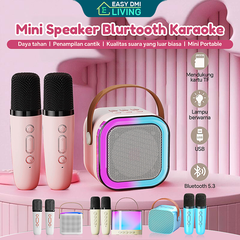 Jual Bluetooth Karaoke Speaker 2 Mic 1 Set Mini Higher Quality Wireless ...