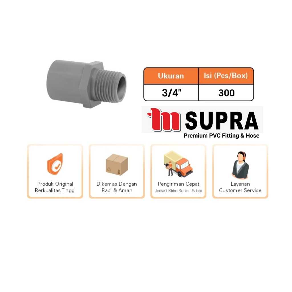 Jual SDL / Sok Drat Luar / Valve Socket PVC 3/4