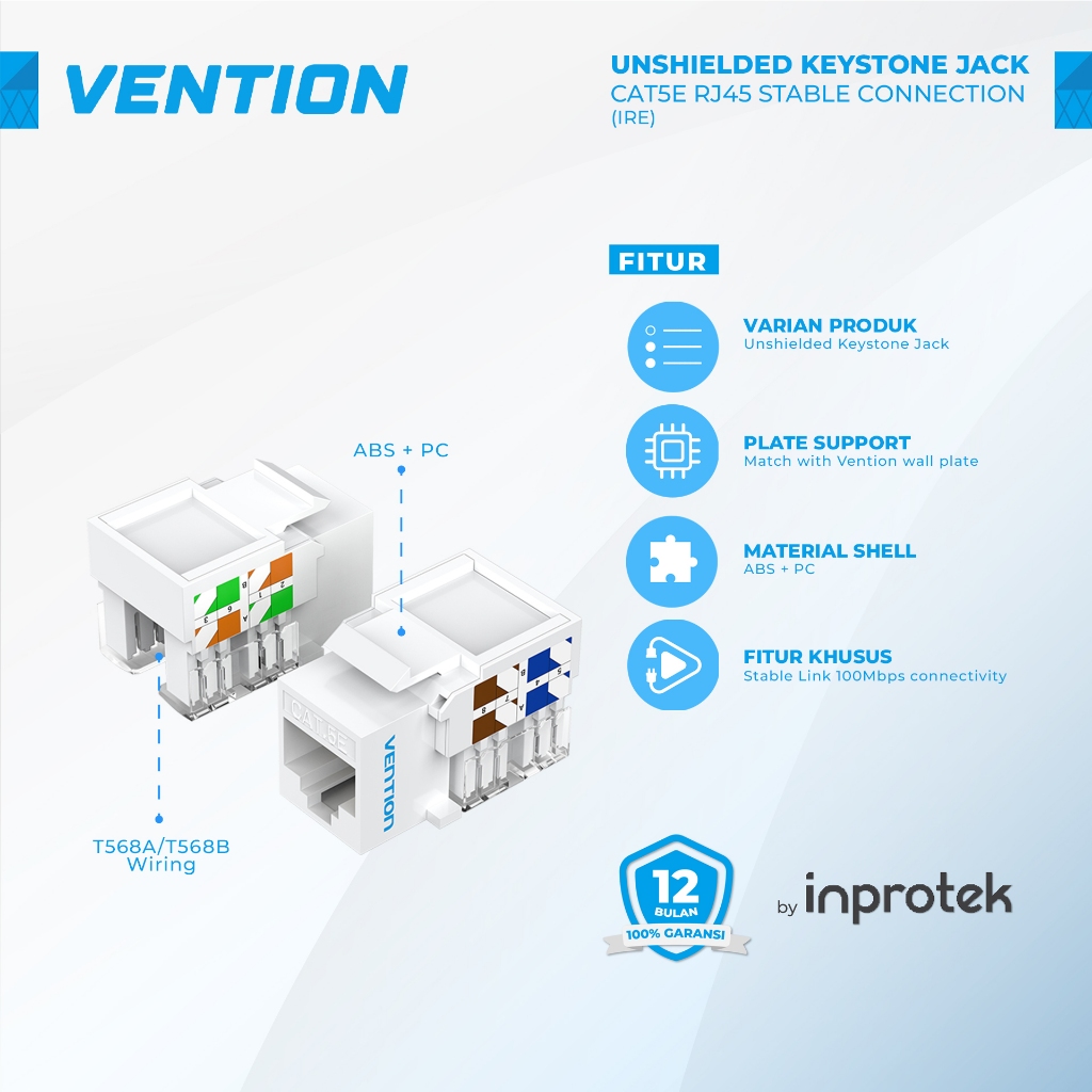 Jual Vention Konektor RJ45 Cat 5e/6 Modular | Shopee Indonesia