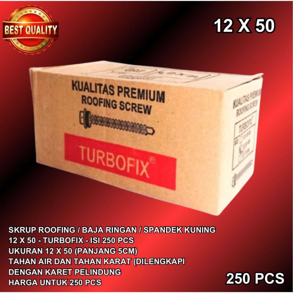 Jual Skrup/Sekrup Baja Ringan/Atap Roofing Kuning 12x50 isi 250pcs ...