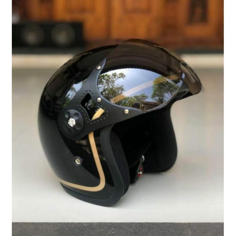 Jual Helm PILOT list Gold ( garis warna Gold ) | Shopee Indonesia