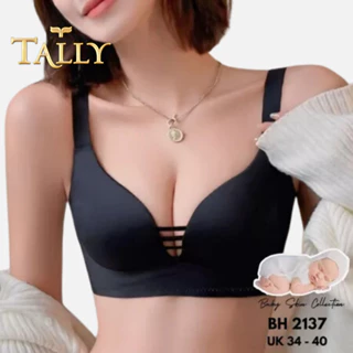TALLY Sarwendah BH 2137 Bra Tanpa Kawat Busa Tipis Bahan Katun Baby Skin PREMIUM CUP B Kait 3 Bra Harian Nyaman