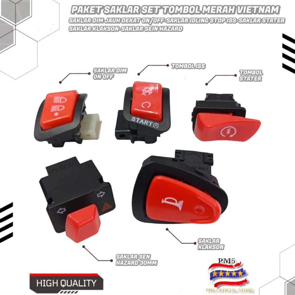 Jual PAKET TOMBOL SAKLAR ENGINE STATER IDLING STOP ISS SAKLAR DIM ON ...