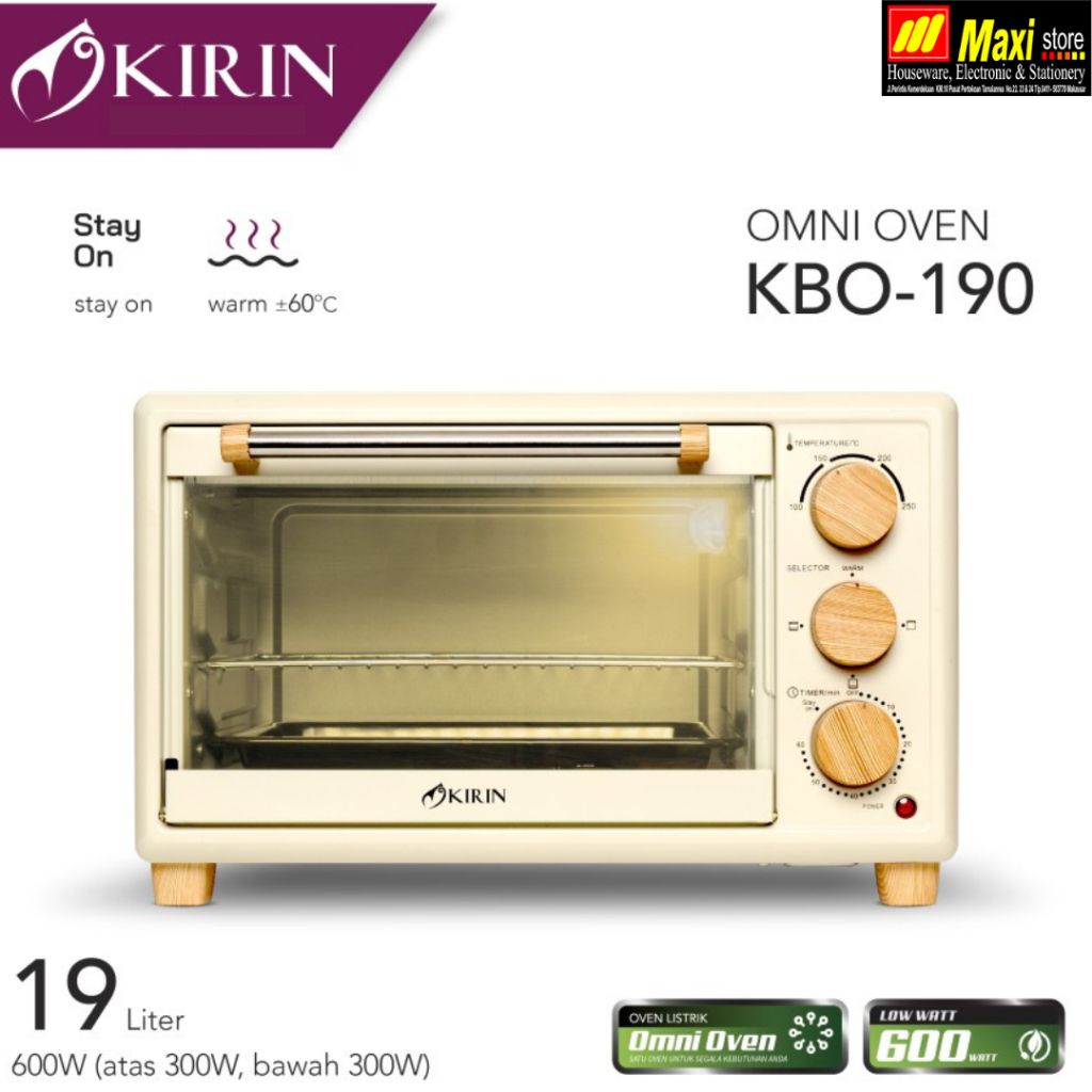 Jual Kirin Omni Oven 19 Liter KBO-190 WH / Oven Listrik Low Watt ...