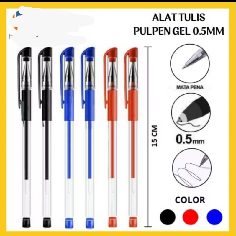 Jual Pulpen Gel Ink Pen 0.5mm 3 Warna Alat Tulis Perlengkapan Sekolah