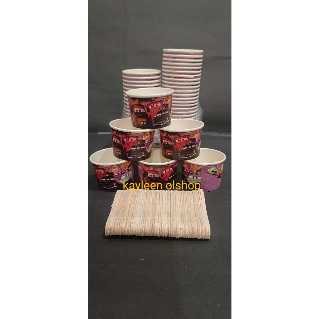 Jual Paper Cup Es Krim + Sendok isi 50 pcs/ Papercup Es Krim / Gelas ...
