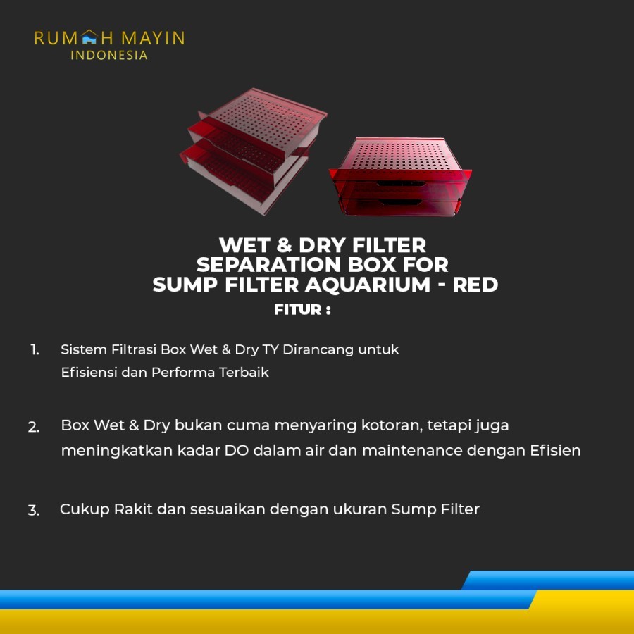 Jual Wet & Dry Filter Separation Box For Sump Filter Aquarium - Red ...