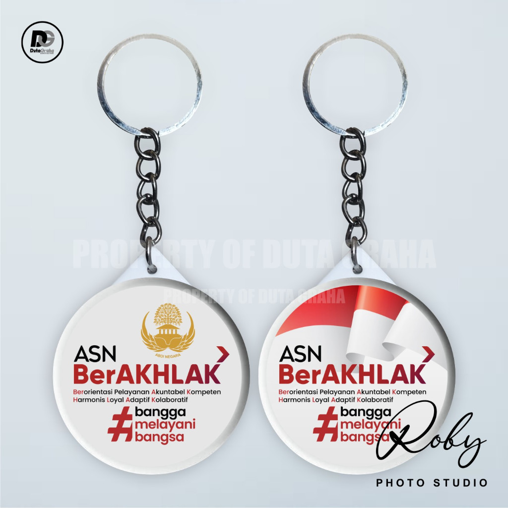 Jual [KEYRING PRESS] ASN BERAKHLAK Gantungan Kunci Keychain Aksesoris ...