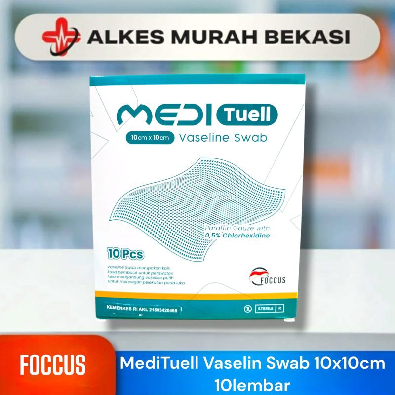 Jual FOCCUS MEDI Tuell UKURAN 10 cm x 10 cm Paraffin Gauze with 0,5% ...