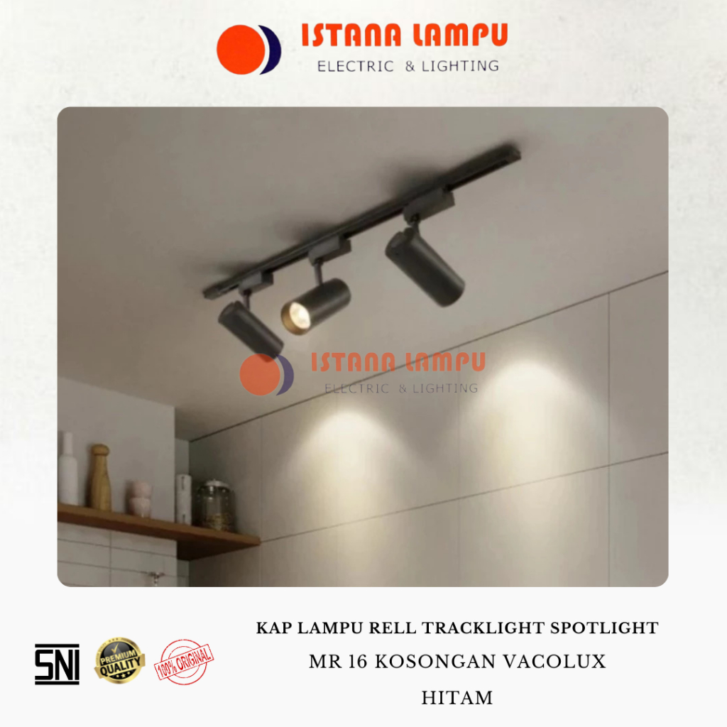 Jual KAP LAMPU RELL TRACKLIGHT SPOTLIGHT MR 16 KOSONGAN VACOLUX HITAM ...