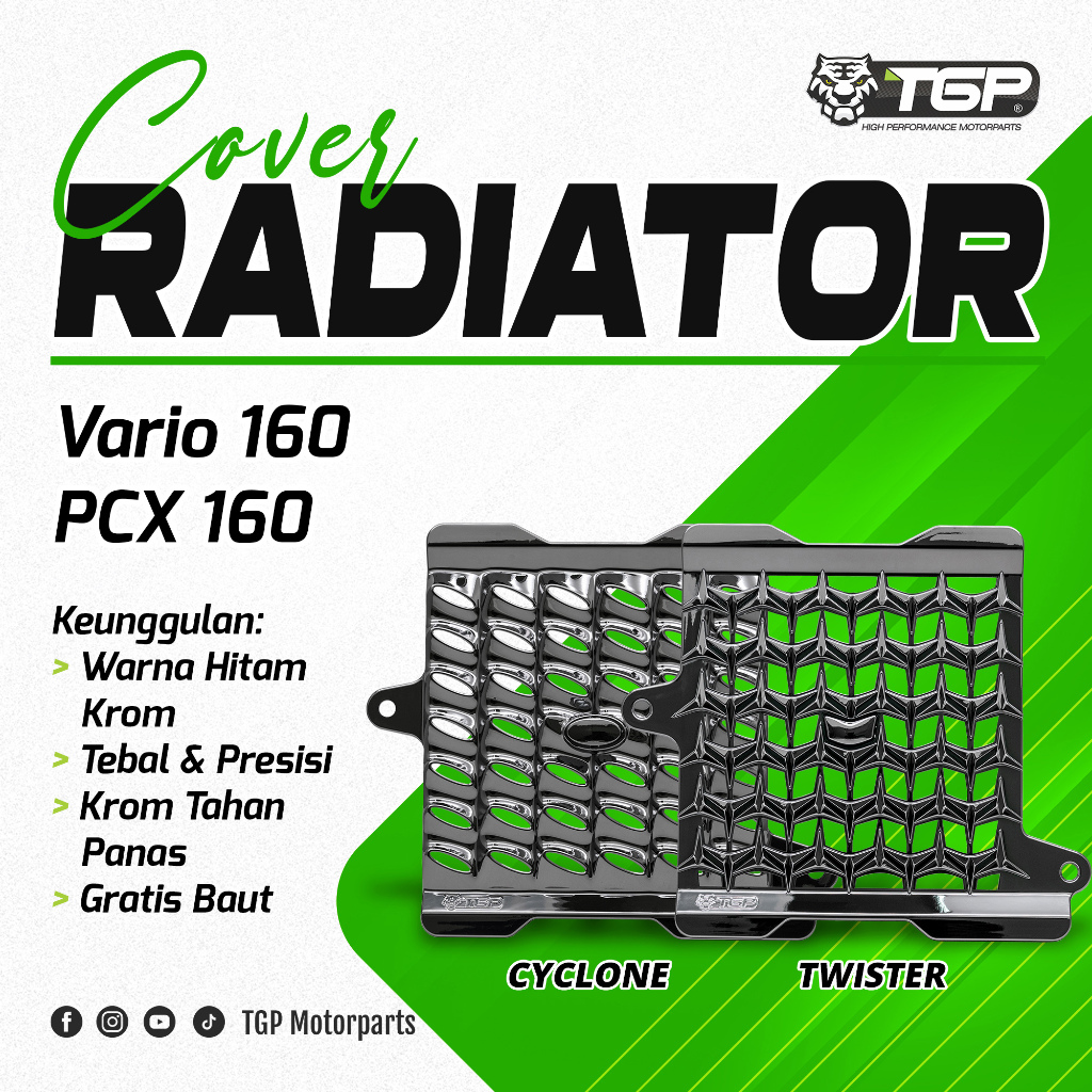 Jual Cover Radiator TGP Vario 160 PCX 160 Stylo 160 Black Chrome ...