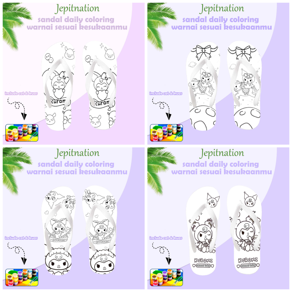 Jual [SANDAL JEPIT AKTIVITAS ANAK] Kuromi Coloring, JEPITNATION Sendal ...
