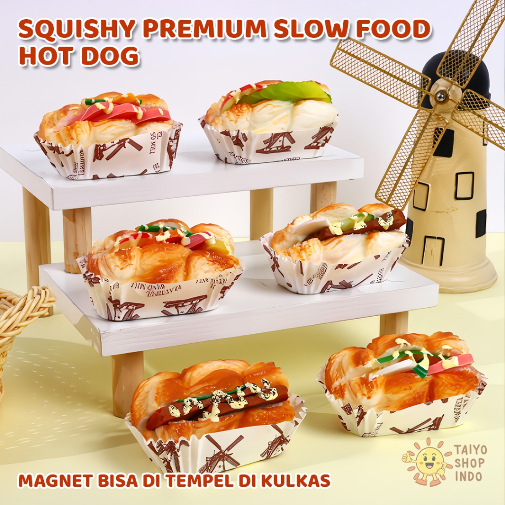 Jual TAIYO Squishy Premium Slow Food Hot Dog Squeeze Magnet Kulkas Cake ...