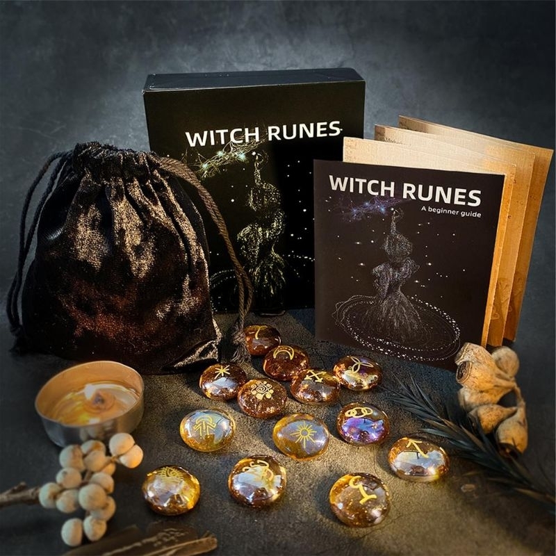 Jual Witch Runes Batu Kaca Stone glass runes 13pcs Runes Pocket ...