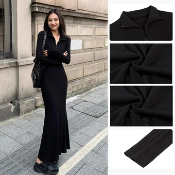 Keygirl Dress Smocked Premium Busana Muslim Brukat Lebaran Umroh Dress Maxi Turtleneck Polos