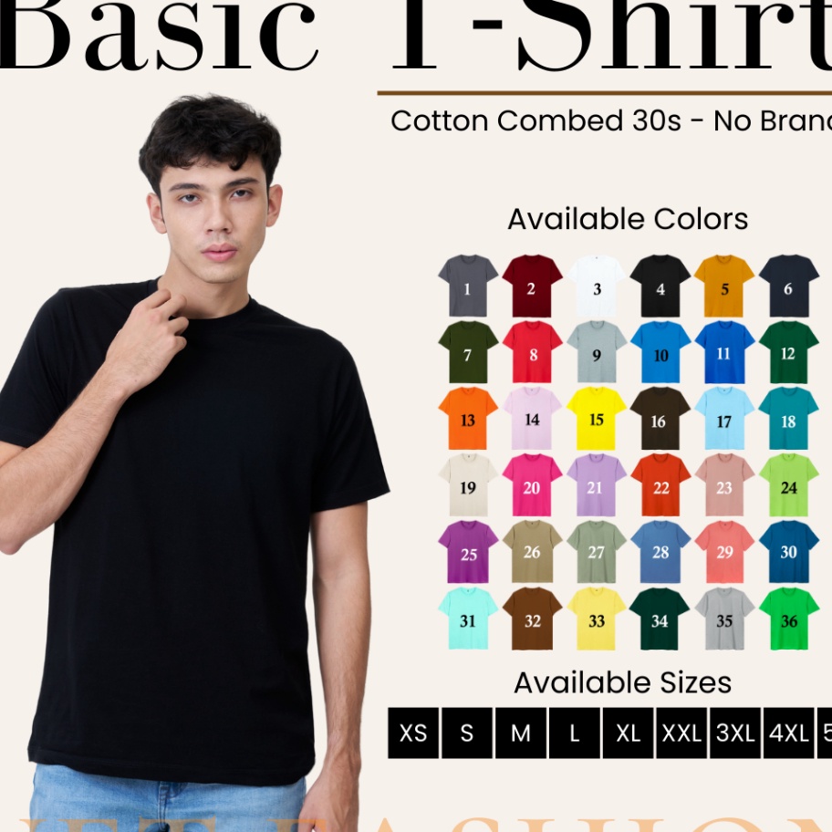 Jual HARI PENUH PROMO KAOS POLOS PRIA COTTON COMBED 3S KAOS LENGAN