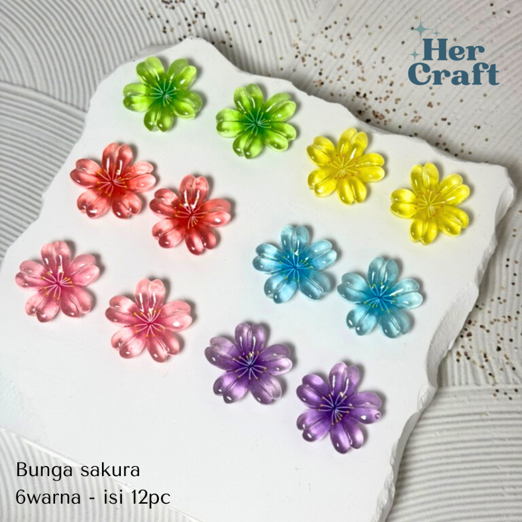 Jual hercraft - resin clay bunga sakura - isi 12pc | Shopee Indonesia