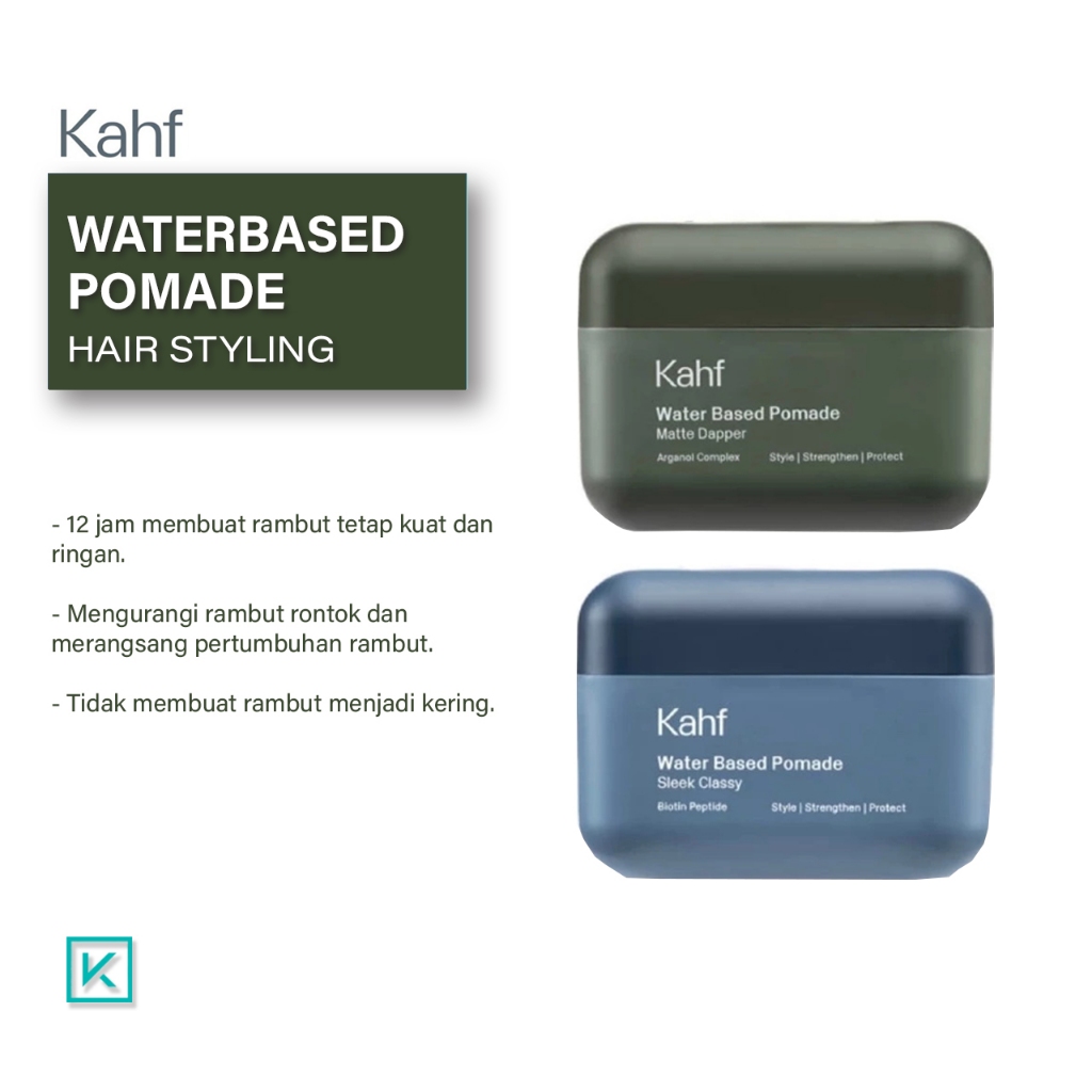 Jual Kahf Water Matte Dapper Sleek Classy Waterbased Pomade Volumized ...